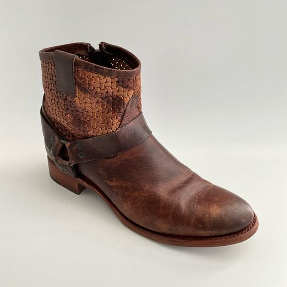 Sonora Isabella Leather Western Distressed Ankle Boots Brown 10 - Picture 10 of 12